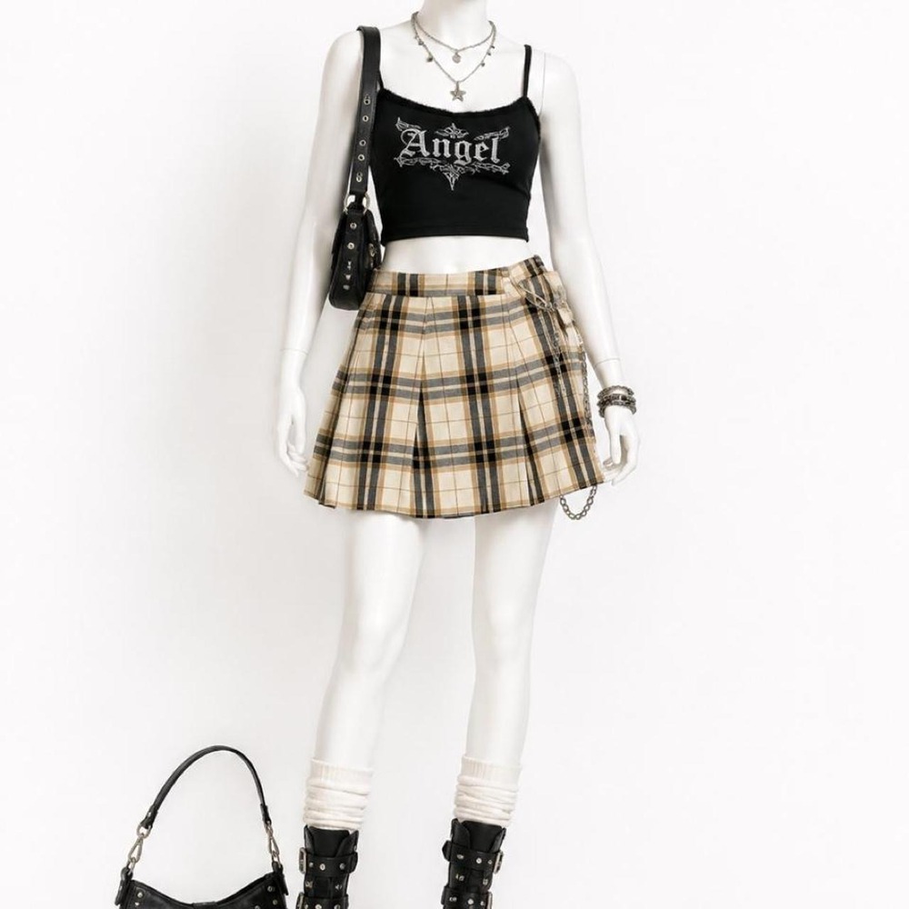 Forever 21 Plaid Pleated Mini Skirt Women's S Chain Y2K